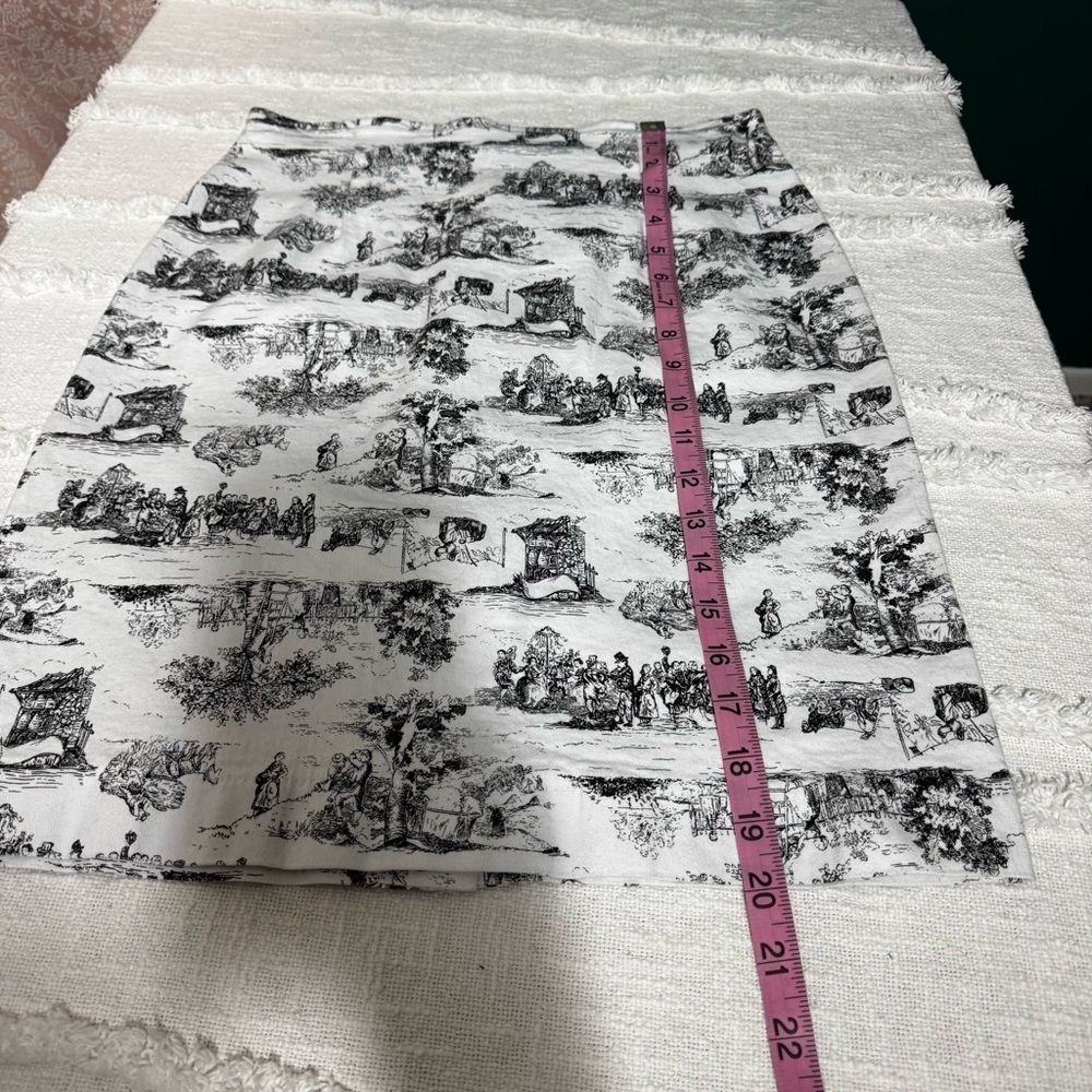 Vintage New York City Design Co. Ivory Pencil Skirt Black Vintage Toile Print - Picture 3 of 7